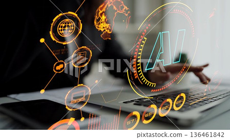 AI Brain Processing Data with Generative Artificial Intelligence Concept Thunk 136461842