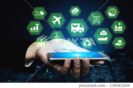 Sustainable green energy and carbon reduction network concept Parse Sustainable green energy and carbon reduction network concept Parse 136461844
