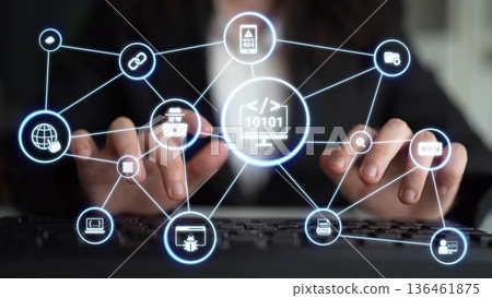 Programmer Coding with Digital Interface and Language Overlays Funnel Programmer Coding with Digital Interface and Language Overlays Funnel 136461875