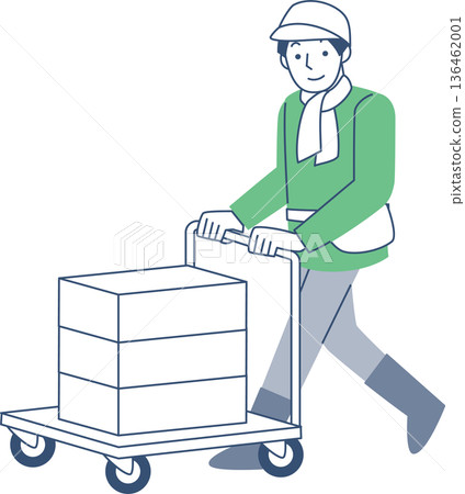 A man who pushes a dolly A man who pushes a dolly 136462001