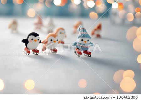 企鵝享受滑冰的樂趣 136462800