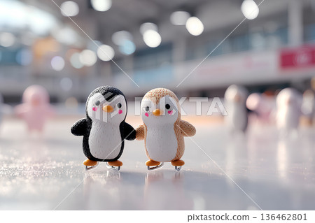 企鵝享受滑冰的樂趣 136462801