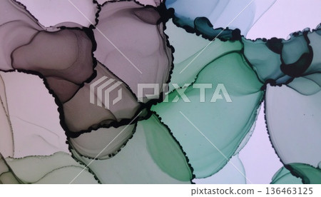 優美的抽象設計，融合了流暢的曲線和墨跡暈染。奢華生活方式和美妝背景插畫。 136463125