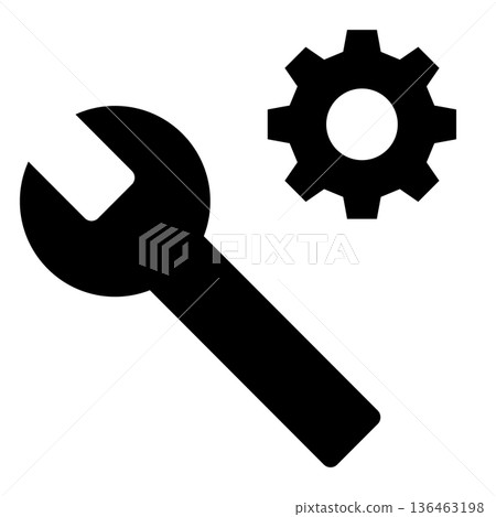 Spanner and gear icon for settings and maintenance Spanner and gear icon for settings and maintenance 136463198