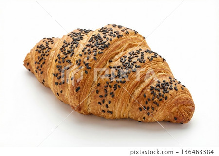 croissant with black sesame isolated on white background croissant with black sesame isolated on white background 136463384