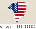 Across the entire surface of Greenland the pattern of the United States flag is overlaid 136463388