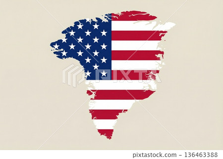 Across the entire surface of Greenland the pattern of the United States flag is overlaid Across the entire surface of Greenland the pattern of the United States flag is overlaid 136463388