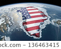 Grenland on globe from space covered with american flag 136463415