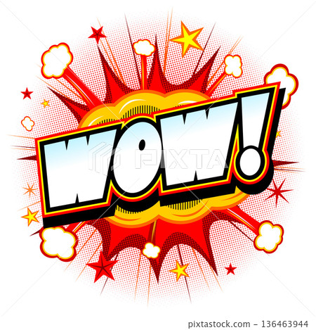 Wow illustration - red explosion, white background Wow illustration - red explosion, white background 136463944