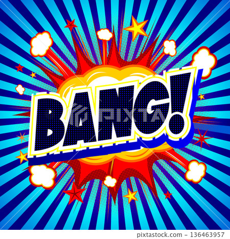 Bang illustration - blue background with stripes 136463957
