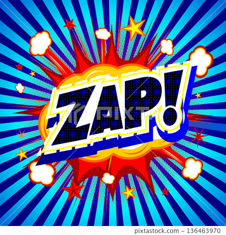 Zap illustration - blue background with stripes Zap illustration - blue background with stripes 136463970