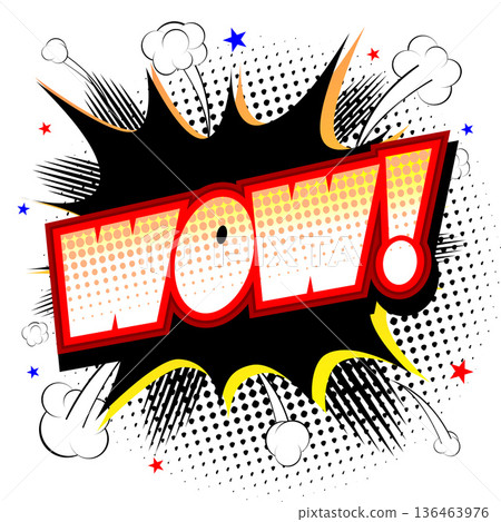 Wow illustration - black and yellow explosion, white background 136463976