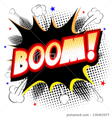 Boom illustration - black and yellow explosion, white background 136463977