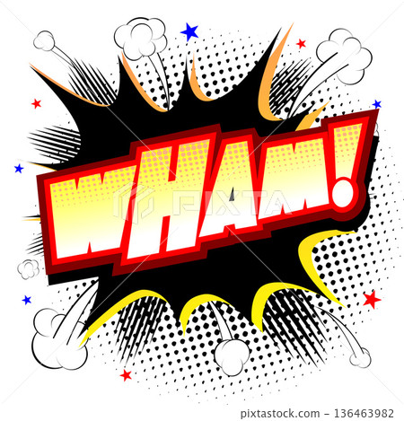 Wham illustration - black and yellow explosion, white background Wham illustration - black and yellow explosion, white background 136463982