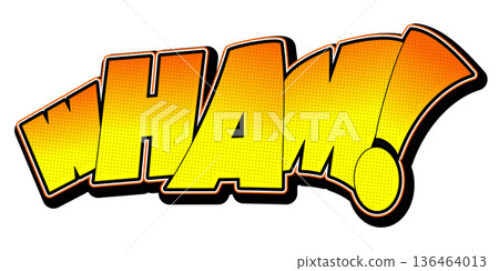 Wham illustration - yellow and orange text, white background Wham illustration - yellow and orange text, white background 136464013