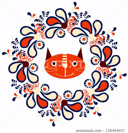 Cat pattern, background 136464037
