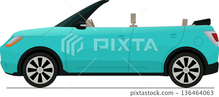Modern convertible hatchback flat side view 136464063
