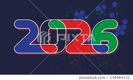 Futuristic soccer background with abstract geometric patterns and dynamic lines, Football tournament championship 2026, Vector illustration, Flat design. 136464132
