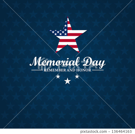 Memorial Day patriotic banner with USA flag star and remember Memorial Day patriotic banner with USA flag star and remember 136464163