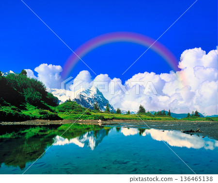 Spectacular view of the North Face of the Eiger from the village of Grindelwald 136465138