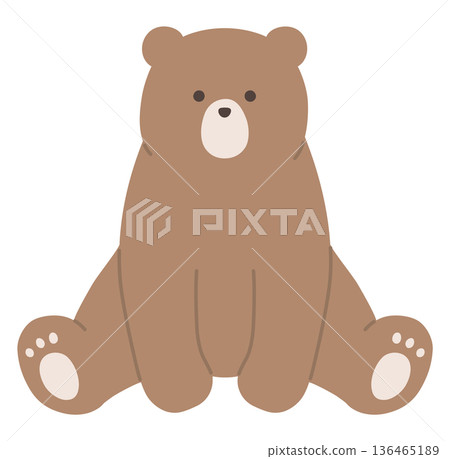 可愛的熊的向量插圖。熊，坐著。 136465189