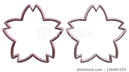 粉紅色3D櫻花相框，帶有華麗的金屬質感。透明背景。非常適合春季活動和女孩派對。 136465350