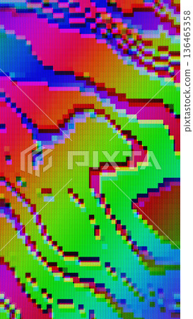 Glitch Art Pattern with Neon Colors for Retro 80s, Pixel Aesthetic Glitch Art Pattern with Neon Colors for Retro 80s, Pixel Aesthetic 136465358