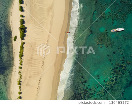 Aerial view of of a tropical beach 136465372