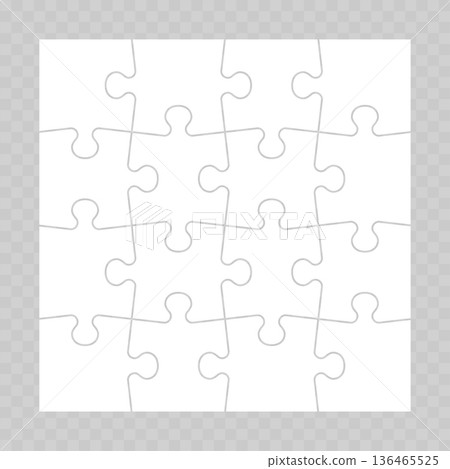 Realistic White Jigsaw Puzzle Template. Vector Realistic White Jigsaw Puzzle Template. Vector 136465525