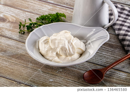 White organic natural cream sour 136465580