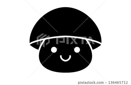 A smiling mushroom pictogram drawn with simple lines A smiling mushroom pictogram drawn with simple lines 136465712