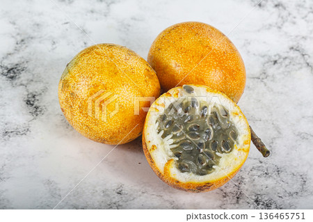 Yellow tropical passion fruit - Granadilla Yellow tropical passion fruit - Granadilla 136465751