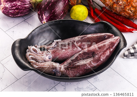 Raw fresh squid for cooking Raw fresh squid for cooking 136465811