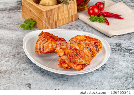 Baked marinated crispy chicken tighs Baked marinated crispy chicken tighs 136465841