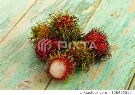Organic tropical sweet Rambutan fruit 136465893