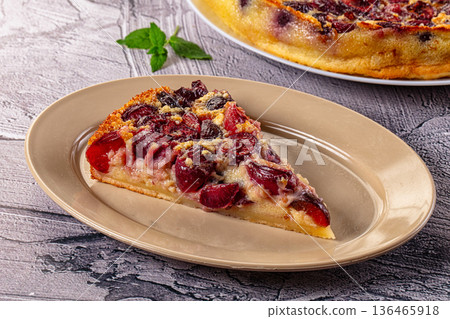 Crusty pie with fresh cherry Crusty pie with fresh cherry 136465918