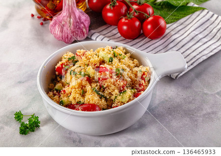 Cous cous with vegetables tabulle 136465933