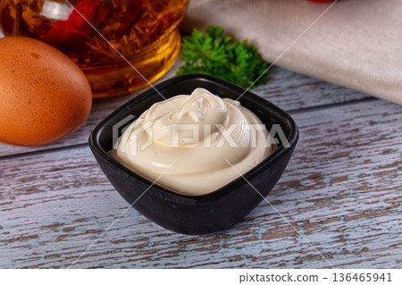 Homemade mayonnaise sauce dip cream Homemade mayonnaise sauce dip cream 136465941