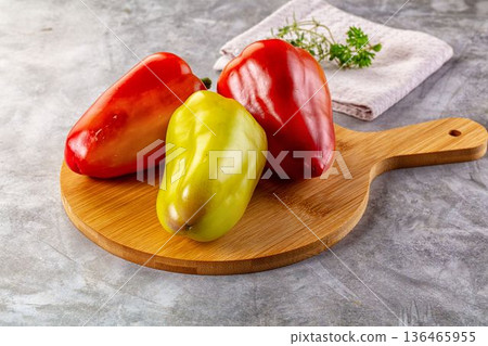 Bulgarian bell pepper over board 136465955