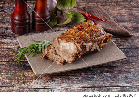 Baked pork sirloin with spices Baked pork sirloin with spices 136465967