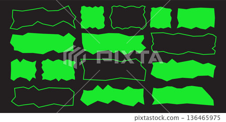 Wavy organic shapes and hand-drawn frames, abstract borders. Irregular doodle rectangles, bubbles, and fluid forms, vector illustration. 136465975