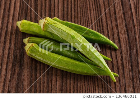 Raw organic green okra vegetable 136466011