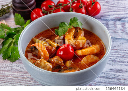 Coconut Thai Tom yum soup 136466184