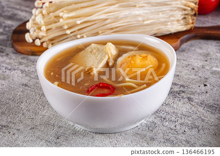 Japanese soup miso with chicken Japanese soup miso with chicken 136466195