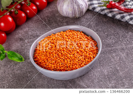 Raw dry orange lentil heap Raw dry orange lentil heap 136466200