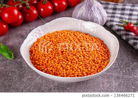 Raw dry orange lentil heap Raw dry orange lentil heap 136466271