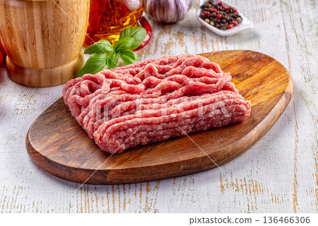 Raw minced meat for cooking Raw minced meat for cooking 136466306
