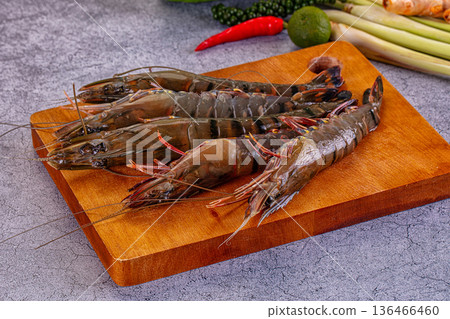 Raw fresh tiger prawn for cooking 136466460