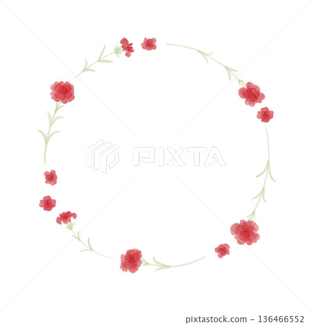 Red carnation wreath watercolor style Red carnation wreath watercolor style 136466552