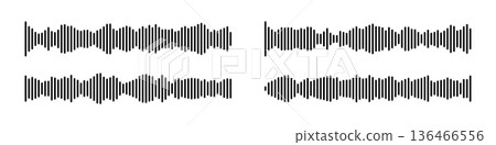Audio soundwave podcast icon with waveform frequency pattern and music equalizer lines. Vector sound wave voice signal for radio recording, microphone speech and digital multimedia player interface. Audio soundwave podcast icon with waveform frequency pattern and music equalizer lines. Vector sound wave voice signal for radio recording, microphone speech and digital multimedia player interface. 136466556